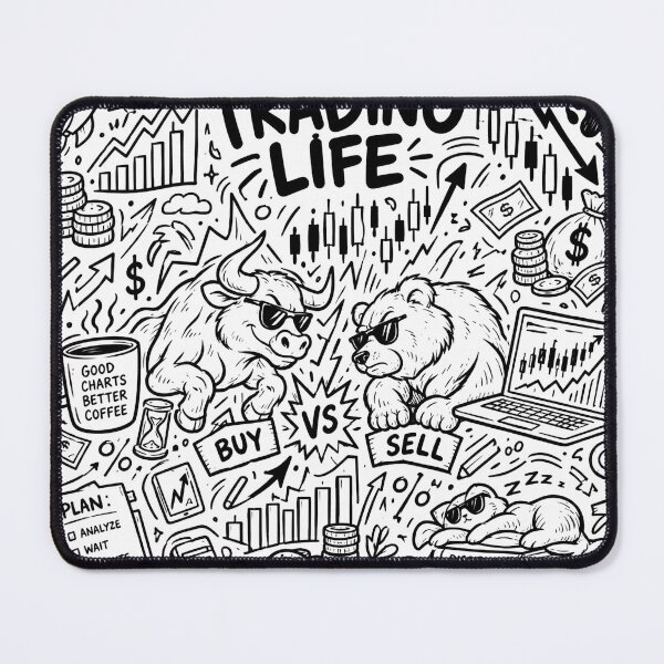 Item preview, Trading Life Stock Market Bull vs Bear Doodle Art designed and sold by BS Creations.