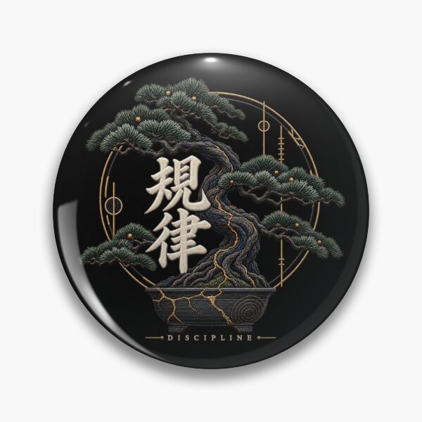 Item preview, Japanese Discipline Bonsai Embroidery – Kintsugi Pine Tree Art designed and sold by Emoji Emblems.
