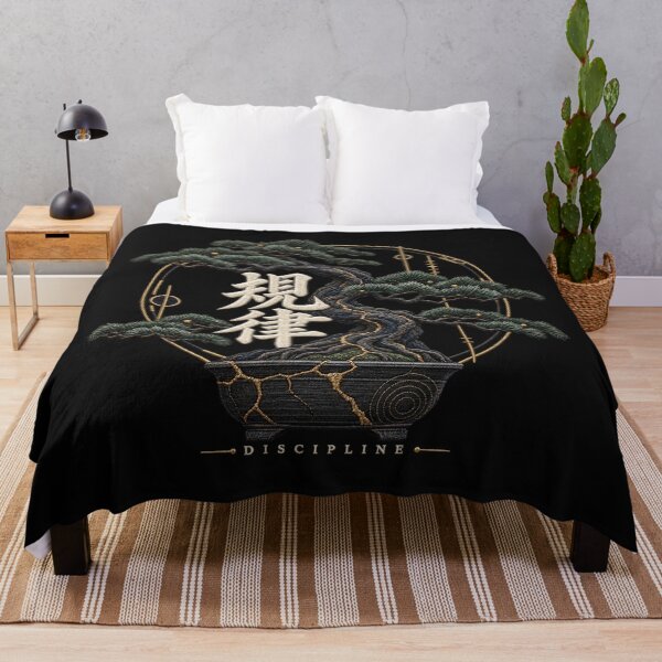 Item preview, Japanese Discipline Bonsai Embroidery – Kintsugi Pine Tree Art designed and sold by Emoji Emblems.