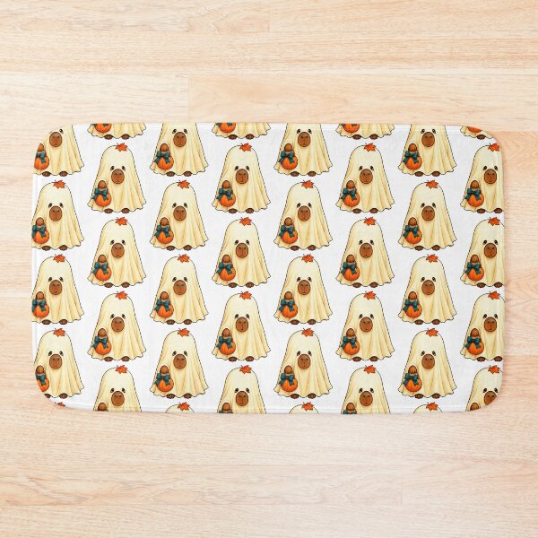 Item preview, Sheet Ghost Capybara with a Trick or Treat Pumpkin designed and sold by Thanat Pattern Studio.