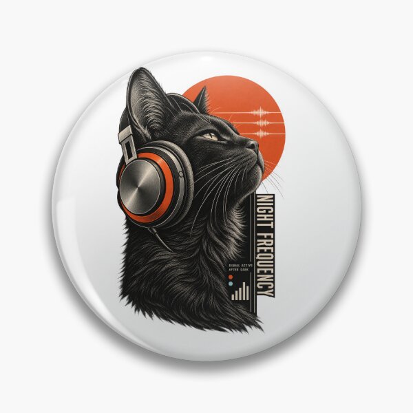 Item preview, Night Frequency Black Cat Headphones Music Lover Design designed and sold by Trendy-Artistry.