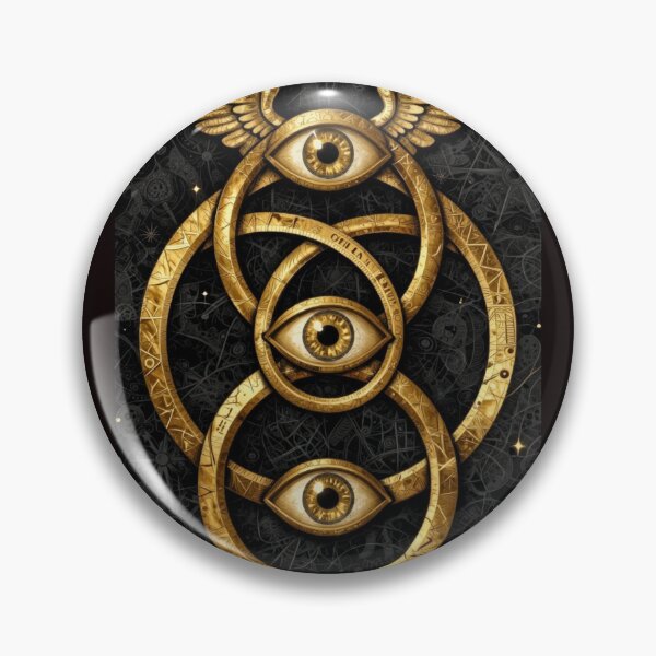 Item preview, Sacred Alchemical Trinity Geometry Dark Occult Gold Art designed and sold by VintageManiac.