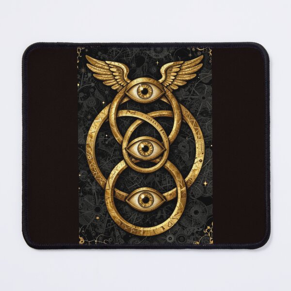 Item preview, Sacred Alchemical Trinity Geometry Dark Occult Gold Art designed and sold by VintageManiac.