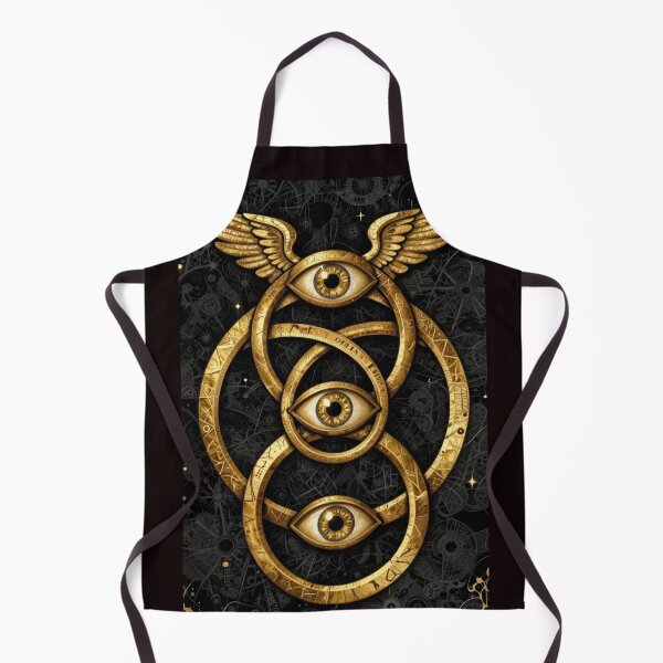 Item preview, Sacred Alchemical Trinity Geometry Dark Occult Gold Art designed and sold by VintageManiac.