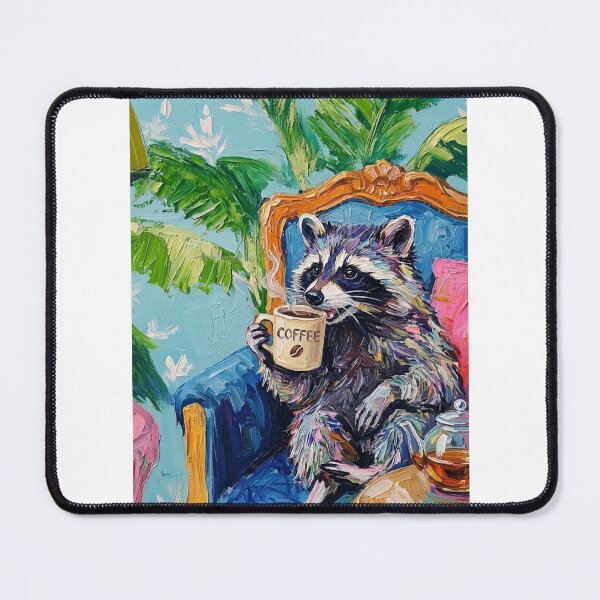 Item preview, Grunge Raccoon Drinking Coffee Painting Art designed and sold by vdzooart.