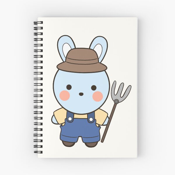 Artikelvorschau, Handgezeichneter, niedlicher blauer Osterhase und Bauer entworfen und verkauft von Porpor Artwork.