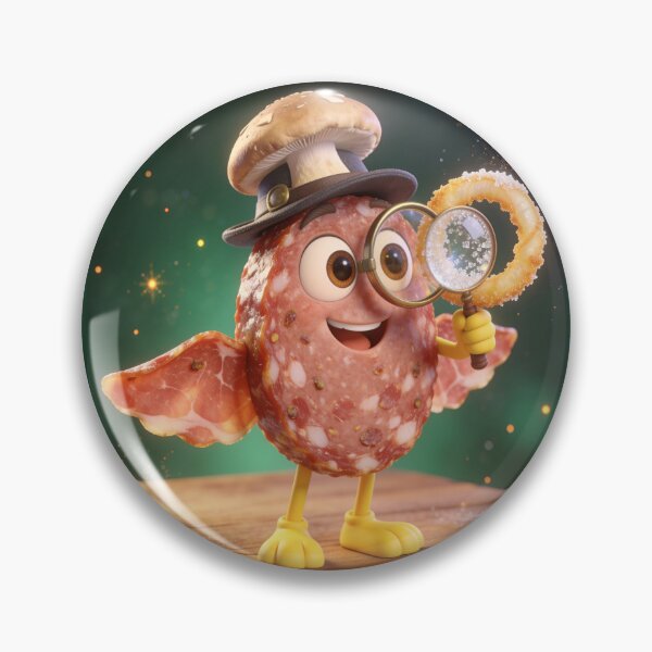 Item preview, Cute Salami Detective Holding Magnifying Glass designed and sold by OksArtStudio.