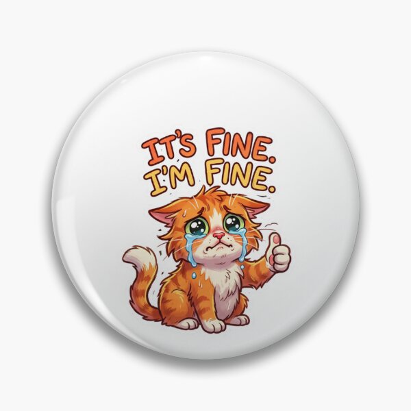 Item preview, It's Fine I'm Fine Crying Cat Thumbs Up Meme designed and sold by AVCART.
