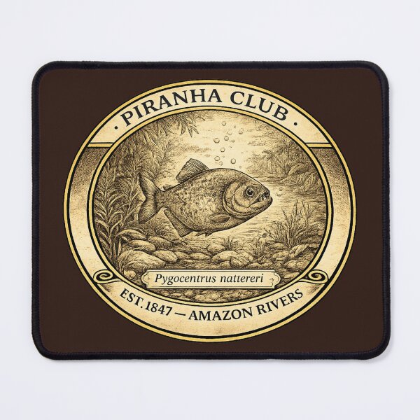 Item preview, Piranha Club Amazon Rivers Vintage Badge designed and sold by CalmCapy Co.