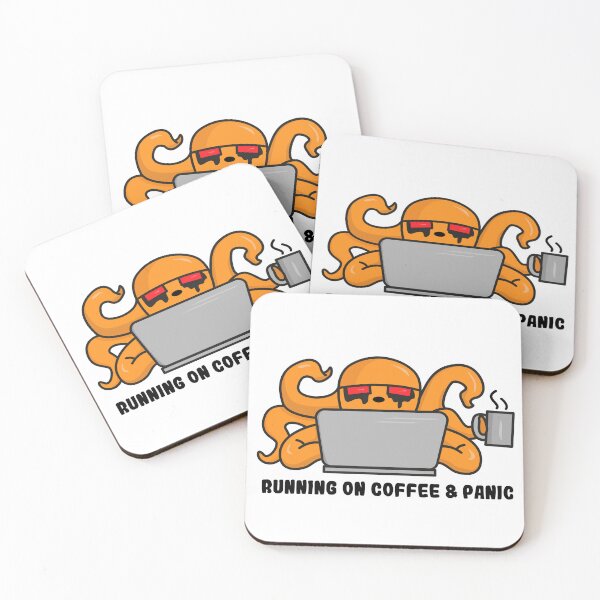 Item preview, Running on Coffee & Panic | Funny Octopus designed and sold by Creatory.studio.