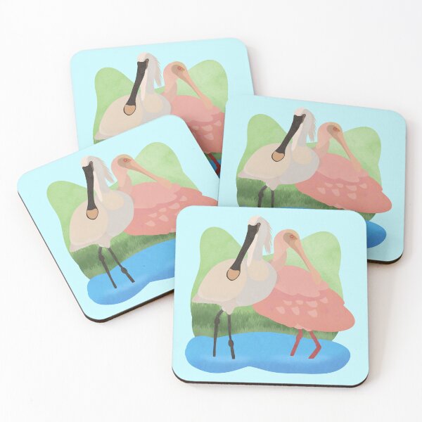 Item preview, Illustration of a Pink Spoonbill and a White Spoonbill designed and sold by FandomizedRose.