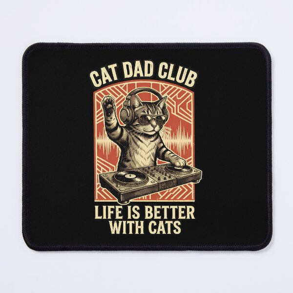 Item preview, Cat Dad Club DJ Cat Life Is Better With Cats Retro Art designed and sold by Dmo3HarkoArt.