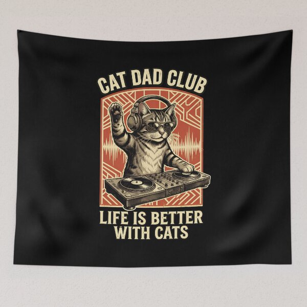 Item preview, Cat Dad Club DJ Cat Life Is Better With Cats Retro Art designed and sold by Dmo3HarkoArt.