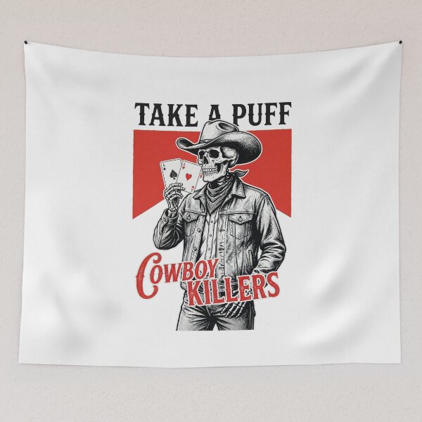 Item preview, Cowboy Killers Skeleton Cowboy Poker Art — Take a Puff Vintage Western Design designed and sold by inkfluenceart.