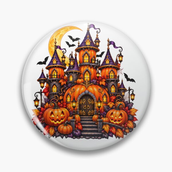 Item preview, Magical Halloween Pumpkin Kingdom – Gothic Castle & Bats designed and sold by Clothes With Smiling Animals Walt Gral.