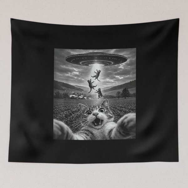 Item preview, Funny Cat UFO Abduction Selfie Alien Tabby Space Meme Design designed and sold by Lexastrong.