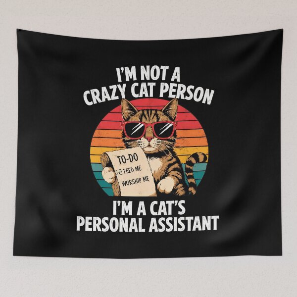 Item preview, Cat Personal Assistant Funny Retro Sunset Design designed and sold by OlyvieArt.