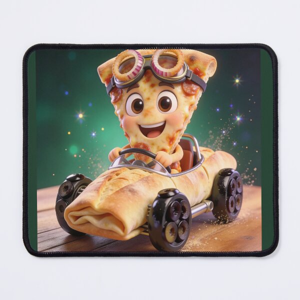 Item preview, Cute Pizza Slice Driving Baguette Race Car designed and sold by OksArtStudio.