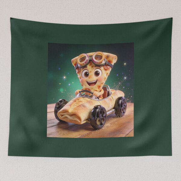 Item preview, Cute Pizza Slice Driving Baguette Race Car designed and sold by OksArtStudio.
