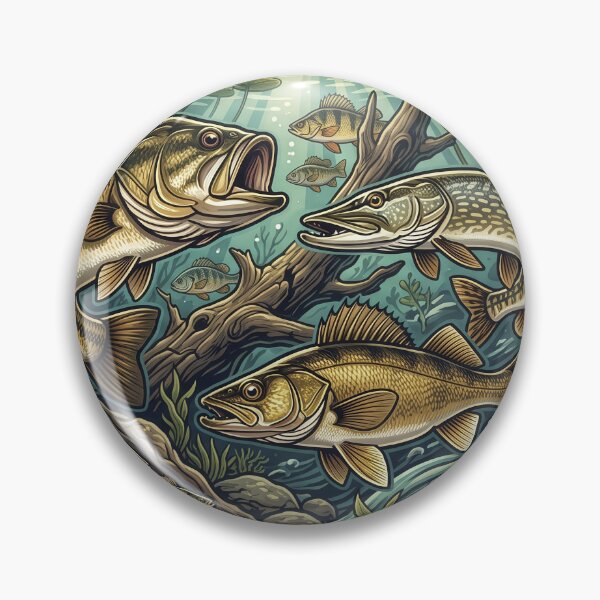 Item preview, Vintage Freshwater Fish Underwater Angler Graphic Tshirt designed and sold by one-offtees.