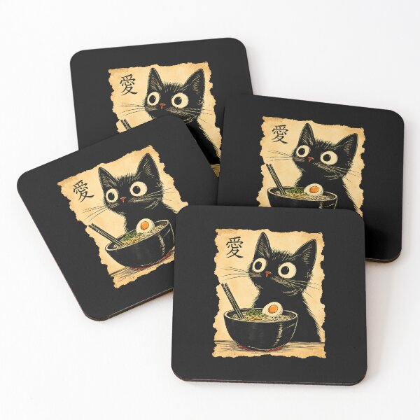Item preview, Cute Black Cat Ramen Love Japanese Art designed and sold by OlyvieArt.
