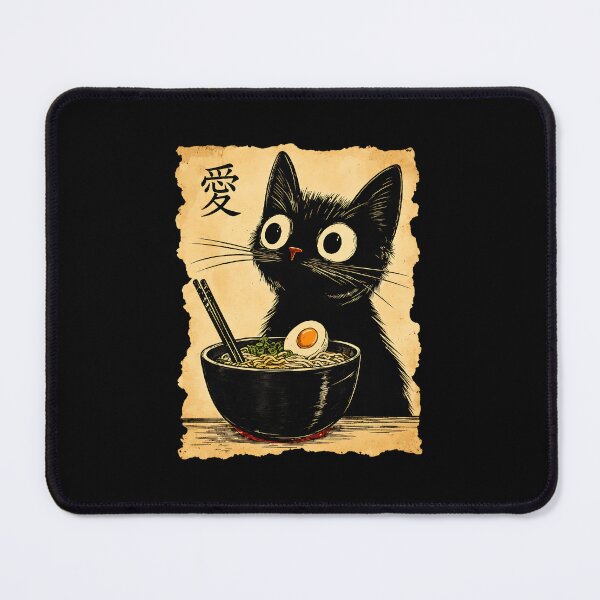 Item preview, Cute Black Cat Ramen Love Japanese Art designed and sold by OlyvieArt.