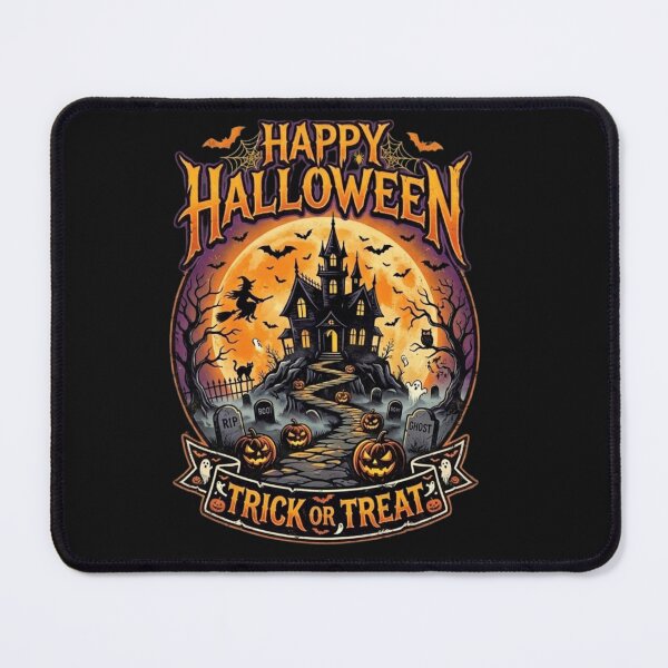 Item preview, Happy Halloween Haunted House Flying Witch Pumpkin designed and sold by VibeTherapyArt.