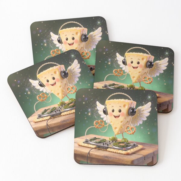 Item preview, Cute Cheese Angel DJ Playing Music on Cracker Turntables designed and sold by OksArtStudio.