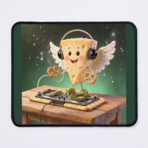 Item preview, Cute Cheese Angel DJ Playing Music on Cracker Turntables designed and sold by OksArtStudio.