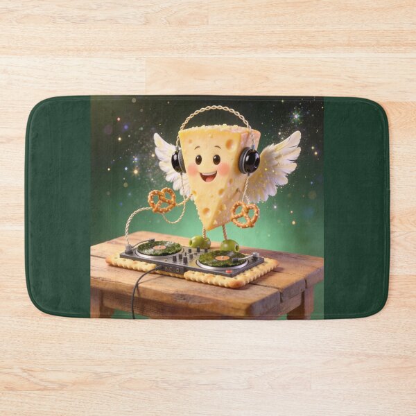 Item preview, Cute Cheese Angel DJ Playing Music on Cracker Turntables designed and sold by OksArtStudio.