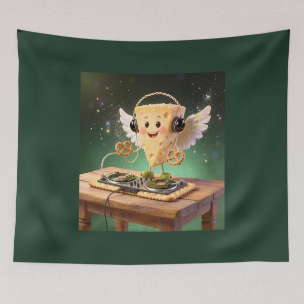 Item preview, Cute Cheese Angel DJ Playing Music on Cracker Turntables designed and sold by OksArtStudio.