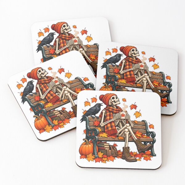 Item preview, Skeleton Enjoying His Autumn Coffee designed and sold by TOMSZE.