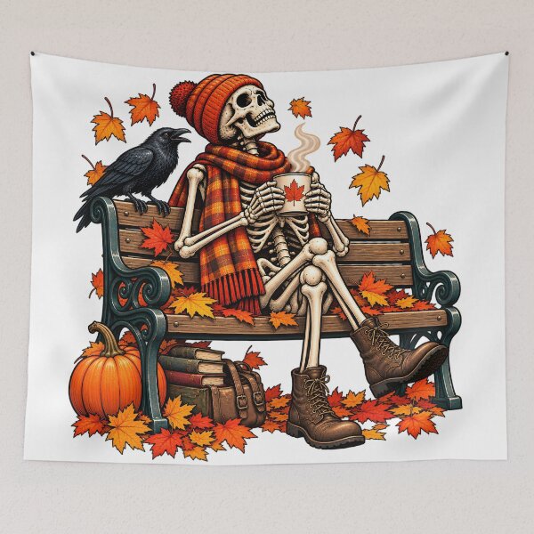 Item preview, Skeleton Enjoying His Autumn Coffee designed and sold by TOMSZE.