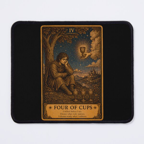 Item preview, Four of Cups Tarot Card - Mystical Contemplation & Apathy Art designed and sold by ArcanaAbsolute.
