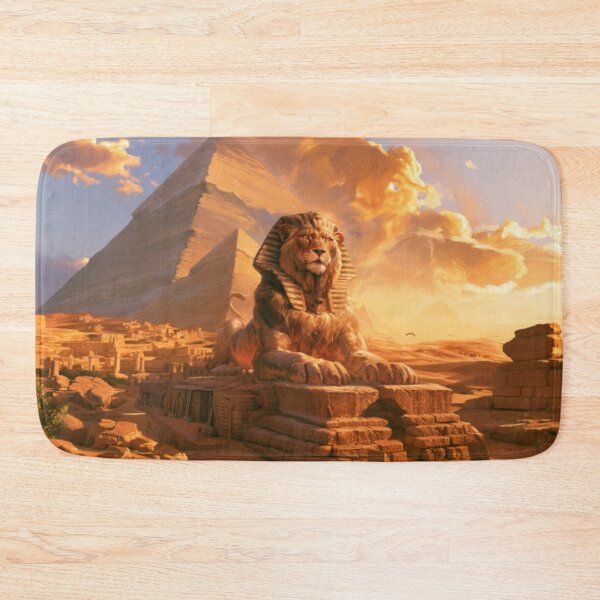 Item preview, A majestic Sphynx resting in a desert with pyramids, Fantasy & Mythological Creatures designed and sold by CDC40.
