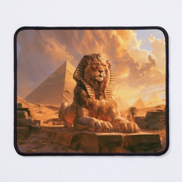 Item preview, A majestic Sphynx resting in a desert with pyramids, Fantasy & Mythological Creatures designed and sold by CDC40.