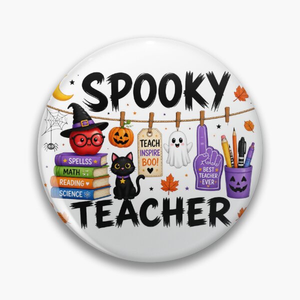 Item preview, Spooky Teacher Teach Inspire Boo Halloween School designed and sold by VibeTherapyArt.