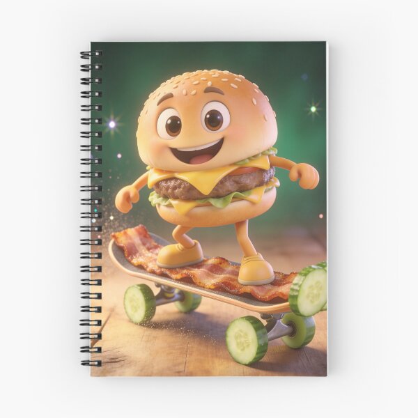Item preview, Cute Cheeseburger Riding Bacon Skateboard with Pickle Wheels designed and sold by OksArtStudio.