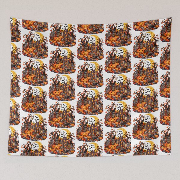 Item preview, Moonlit Halloween Graveyard – Midnight Cats, Pumpkins & Haunted Chapel designed and sold by Clothes With Smiling Animals Walt Gral.