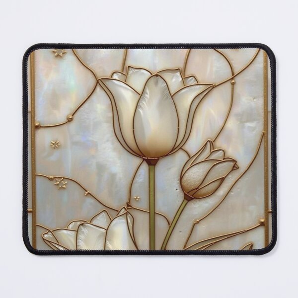 Item preview, Pink tulips stained glass golden sun designed and sold by BriSher.