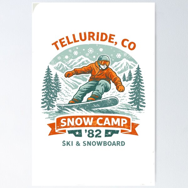 Item preview, Telluride Snow Camp Snowboard Poster designed and sold by Matinez Pink.