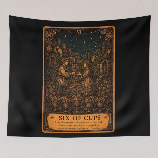 Item preview, Six of Cups Tarot Card - Nostalgic Memories & Innocence Illustration designed and sold by ArcanaAbsolute.