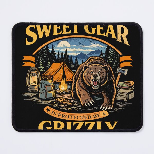 Item preview, Grizzly Camping Gear Poster designed and sold by Matinez Pink.