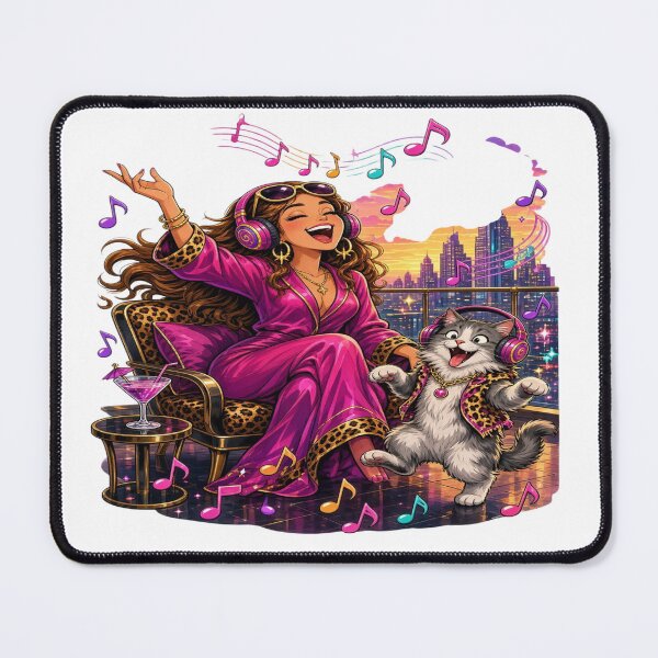 Item preview, Vibe Check: Glam Woman and Dancing Cat Music Party Graphic designed and sold by Sushikidsntoddlers.