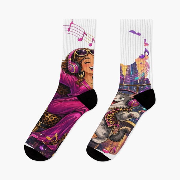 Item preview, Vibe Check: Glam Woman and Dancing Cat Music Party Graphic designed and sold by Sushikidsntoddlers.