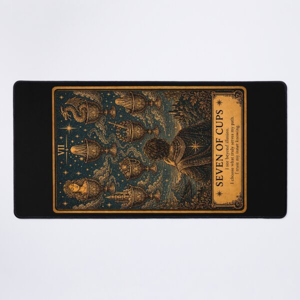 Item preview, Seven of Cups Tarot Card - Mystical Choices, Dreams & Illusion Art designed and sold by ArcanaAbsolute.
