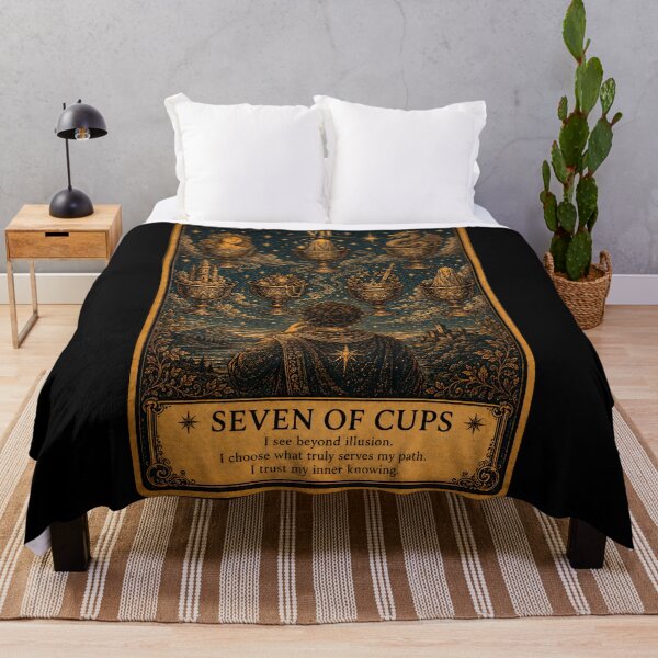 Item preview, Seven of Cups Tarot Card - Mystical Choices, Dreams & Illusion Art designed and sold by ArcanaAbsolute.