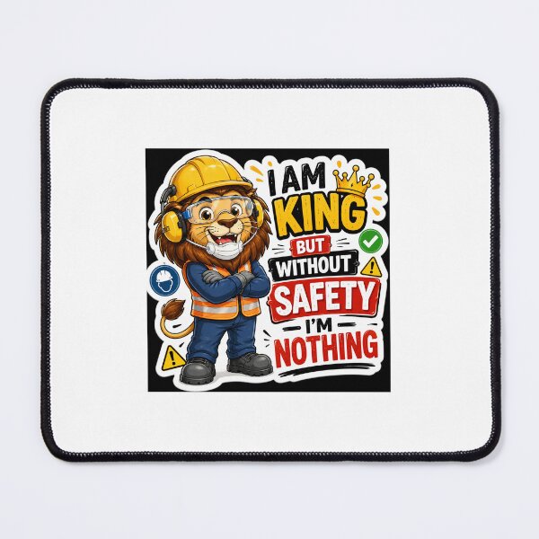 Item preview, Safety First Lion Sticker – King of Safety PPE Cartoon Workplace Safety & Construction designed and sold by vinothmech53.