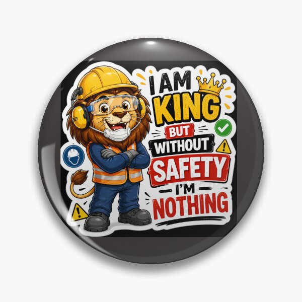 Item preview, Safety First Lion Sticker – King of Safety PPE Cartoon Workplace Safety & Construction designed and sold by vinothmech53.