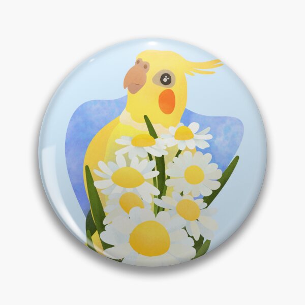 Item preview, Aesthetic Illustration of a Yellow Cockatiel with daisies designed and sold by FandomizedRose.